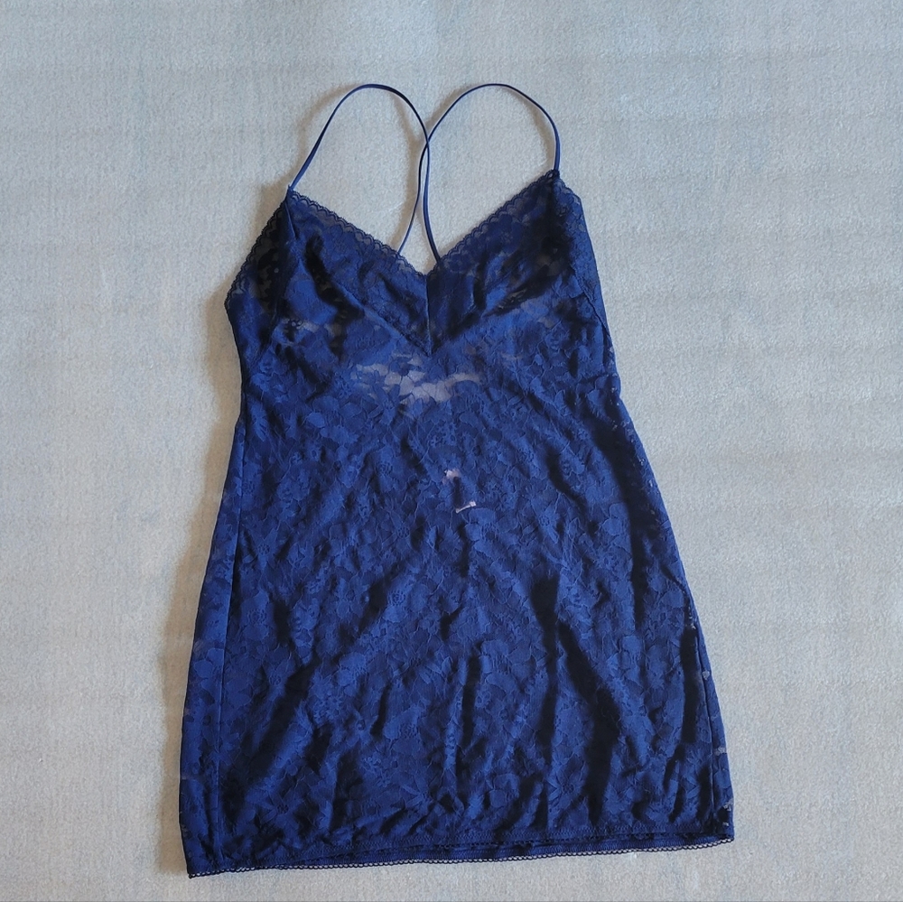 Victoria’s Secret Babydoll Lingerie Top Navy Blue Size Medium.